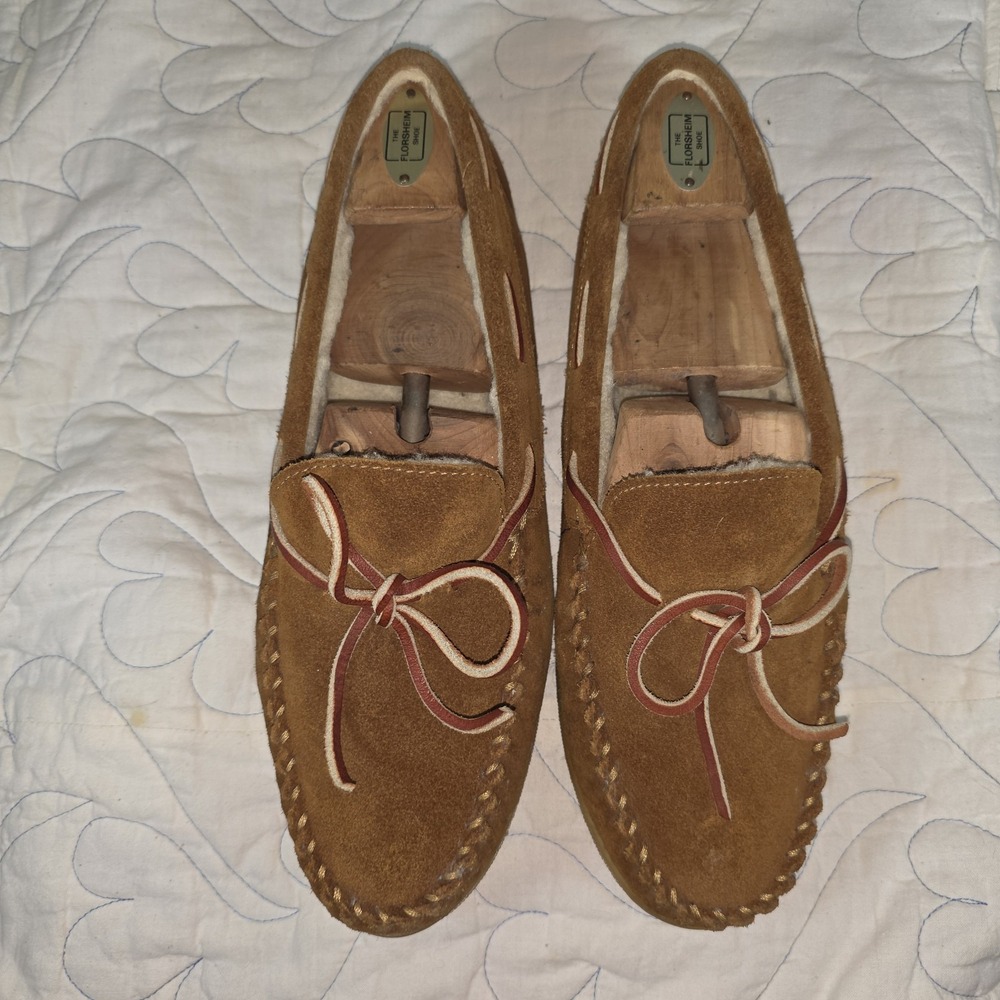 NO BRAND Classic Genuine Leather Moccasins Rubber Bottom Tan Men's Size 10‎